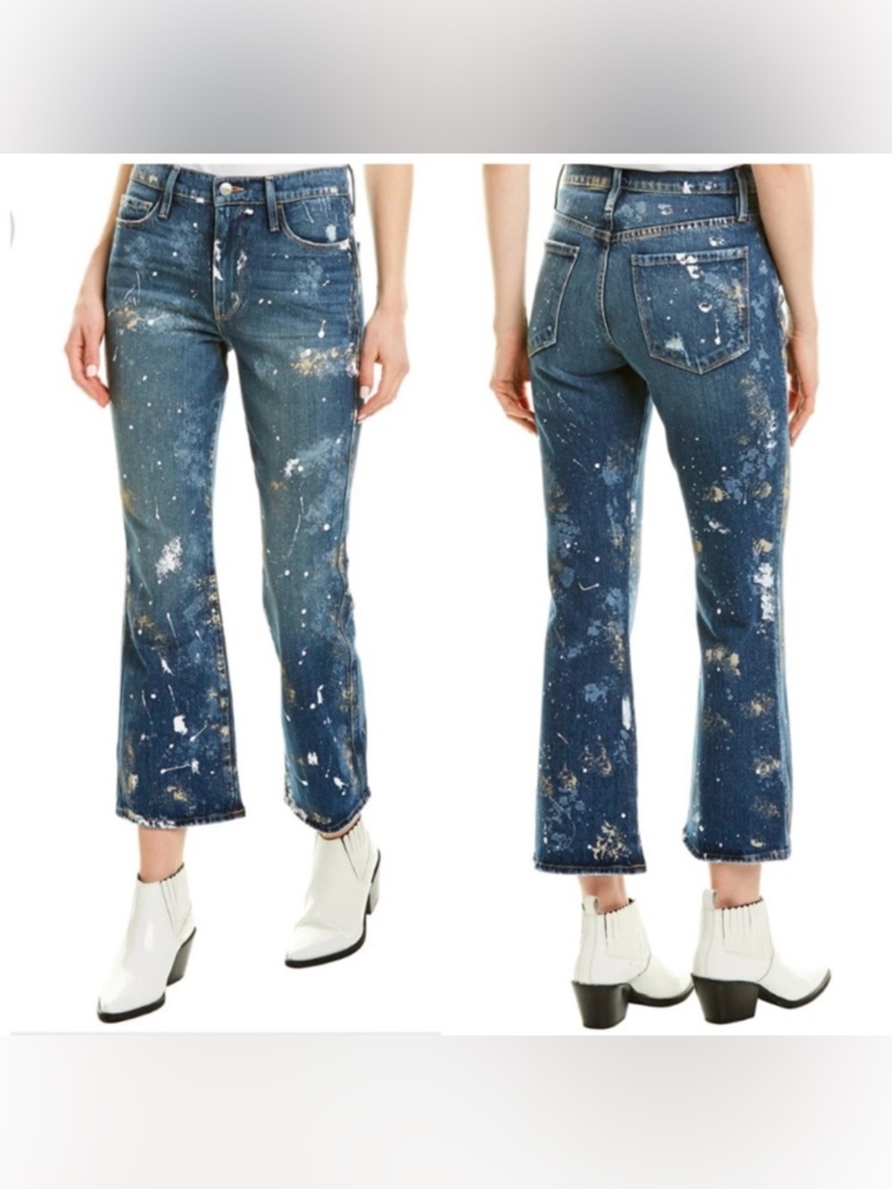 Le Sylvie Kick Boot X Frame Denim - Paint Splatter